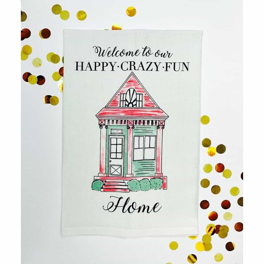 Happy Crazy Fun Organic Cotton Kitchen Towel