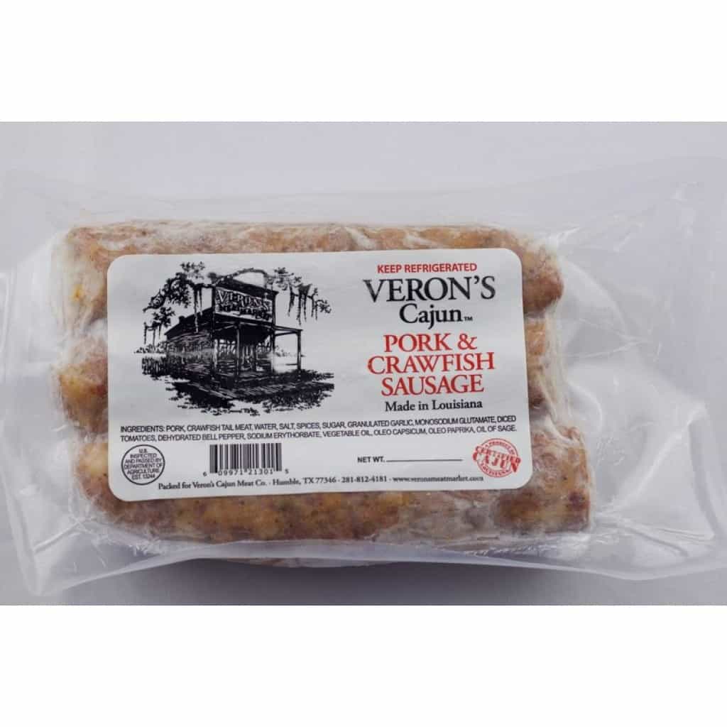 Veron's Pork & Crawfish Sausage 16 oz - Frozen Links
