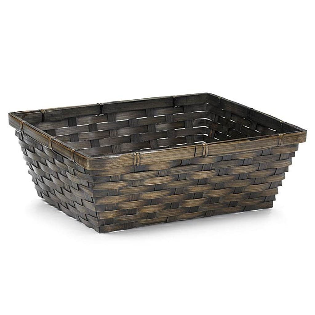 Burton + Burton Rectangular Dark Stain Bamboo Basket 4.5x12x9