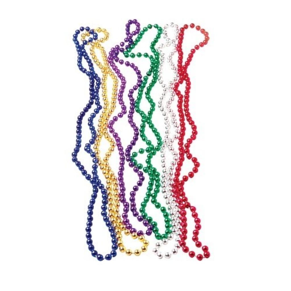 Mardi Gras Throw Beads — Pack of 12 Necklaces