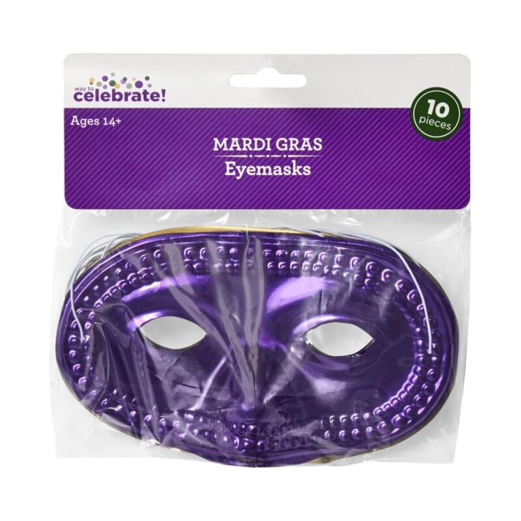 Assorted Mardi Gras Masks — 10 Count