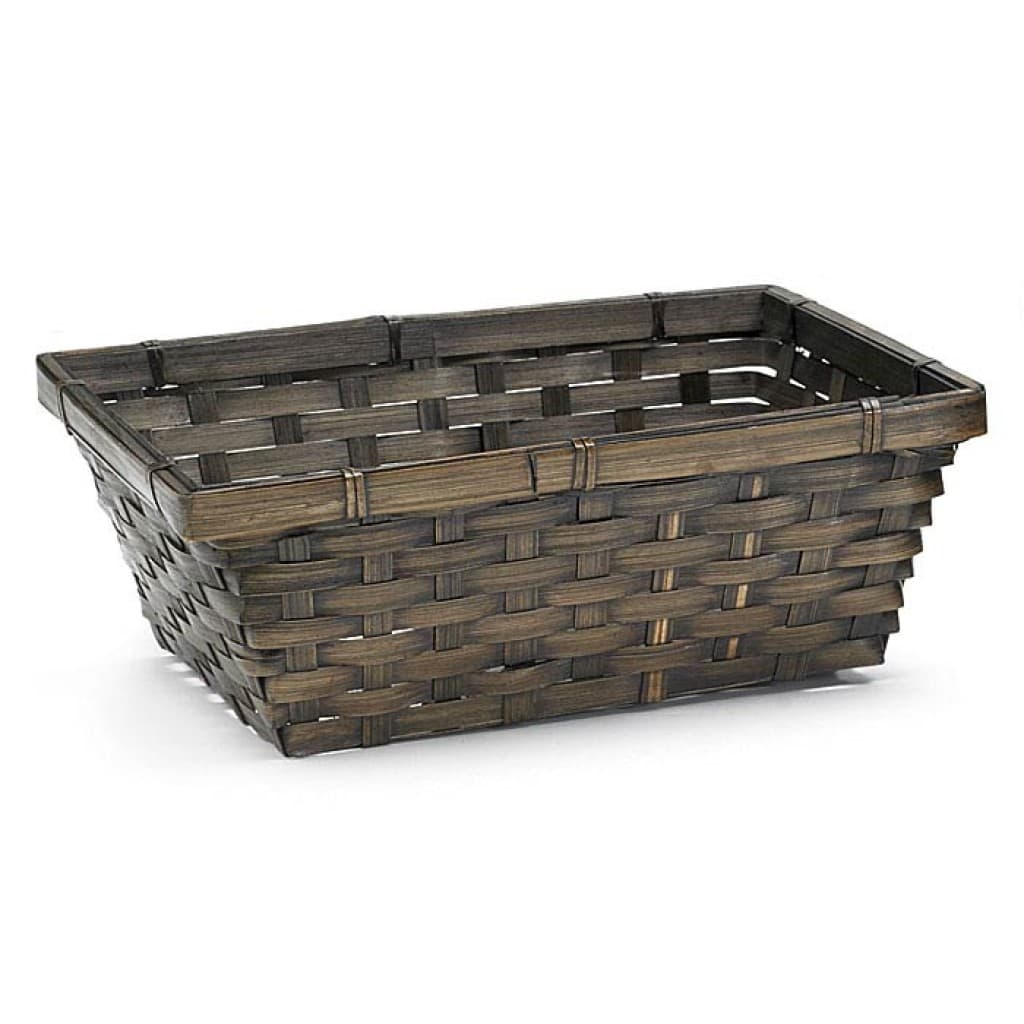 Burton + Burton Dark Stain Bamboo Rectangular Basket 4x10x7