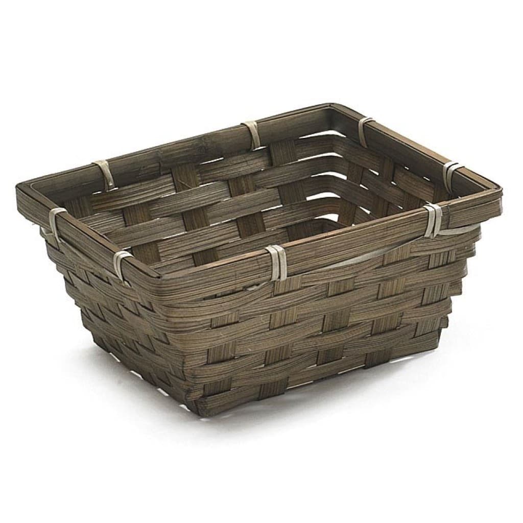Burton + Burton Dark Stain Bamboo Tray Basket 3.25x6.75x5.75
