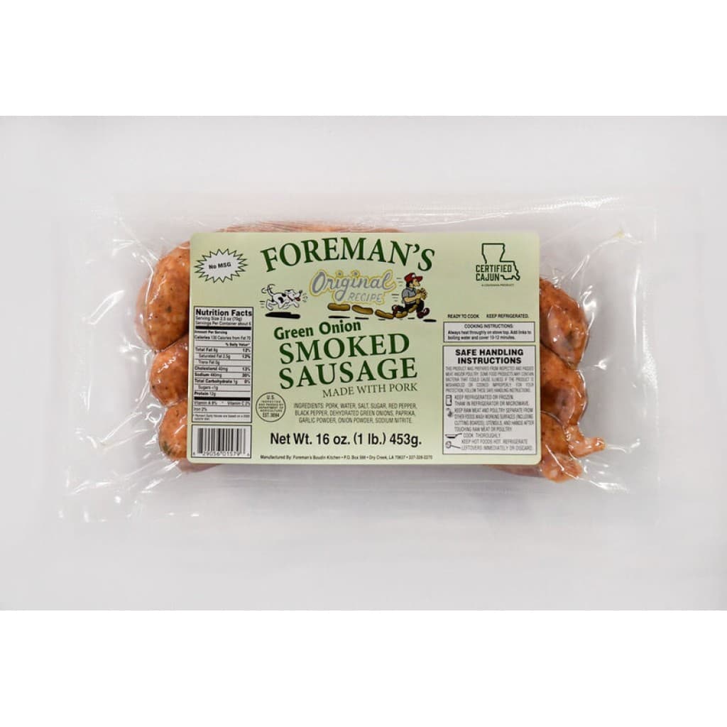 Foreman's 1 lb Green Onion Smoked Sausage