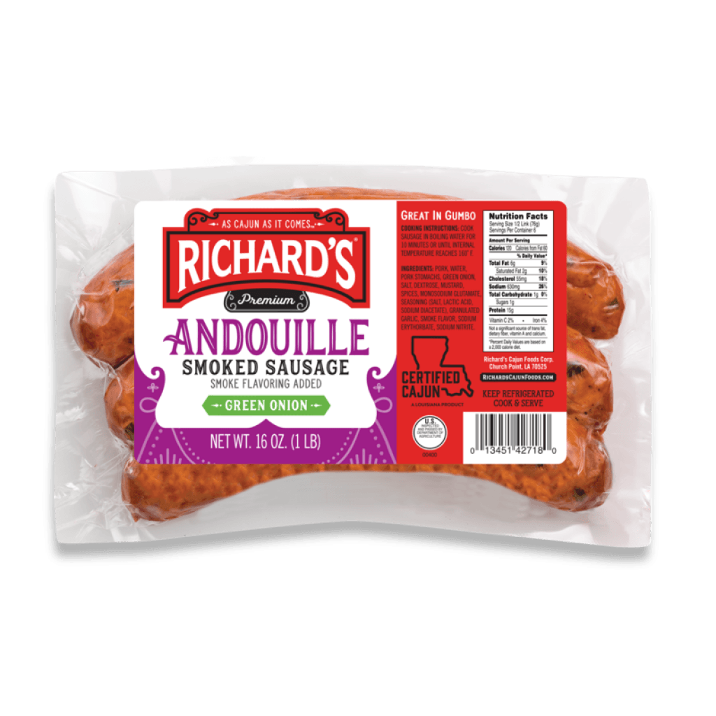 Richard's Andouille with Green Onion Sausage, 1 lb