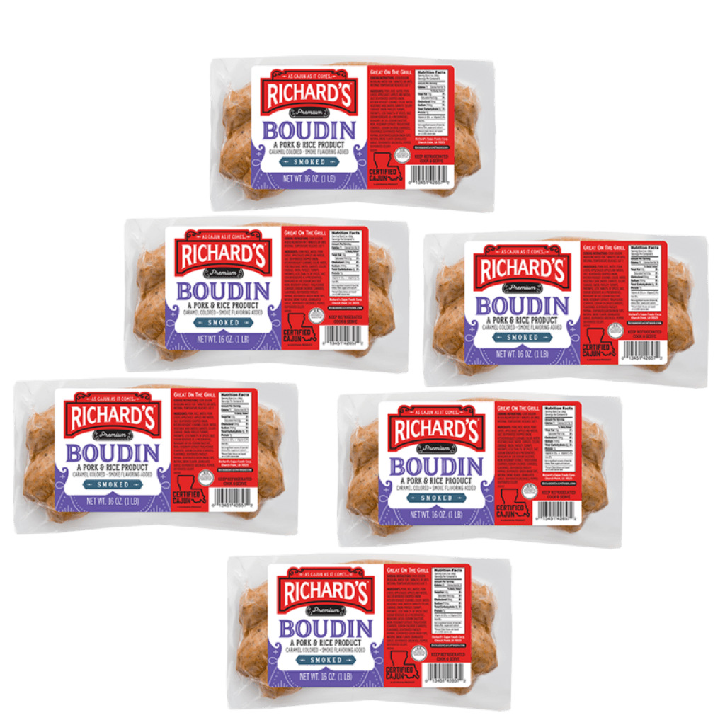 Richard's Smoked Pork Boudin 16 oz — 6 Pack