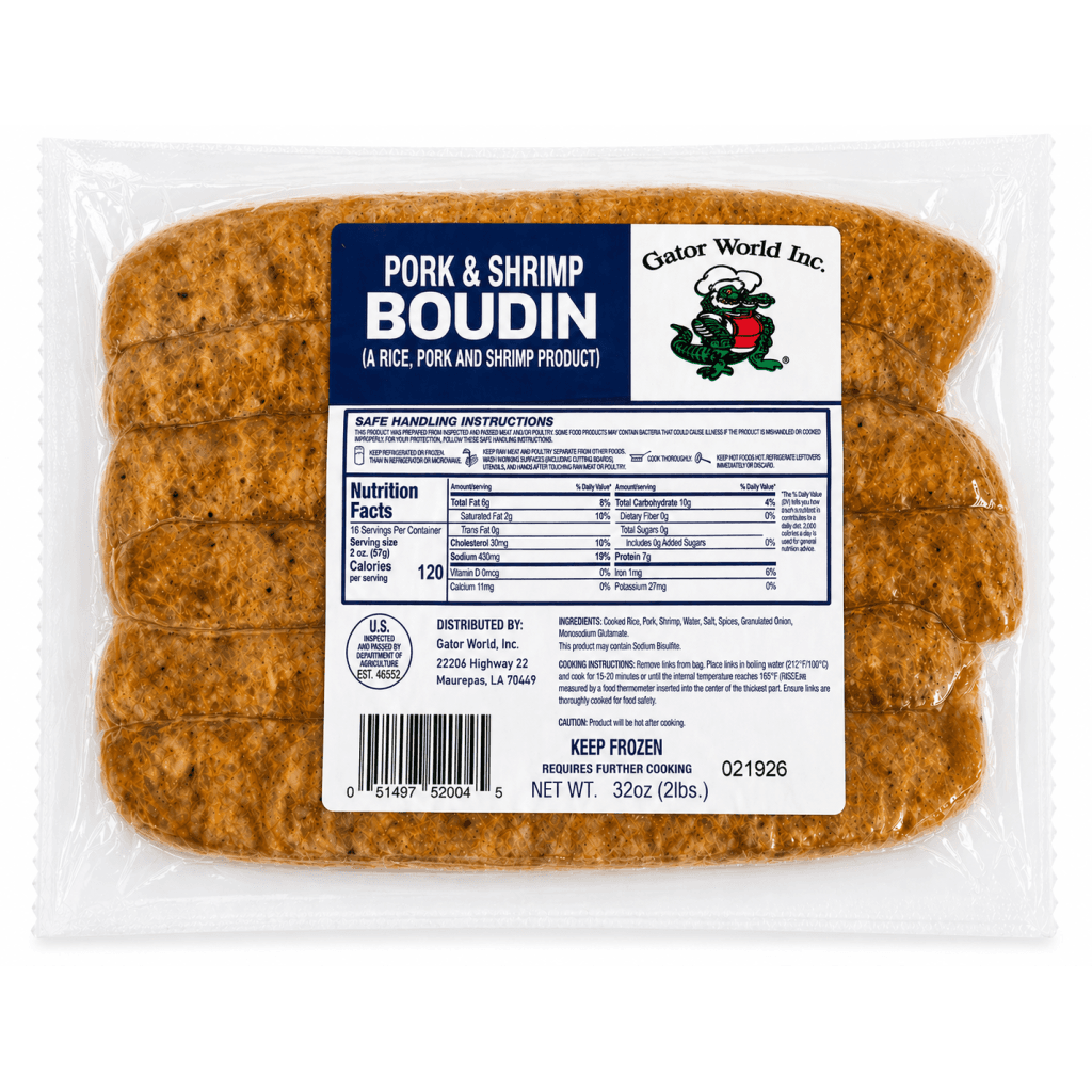 Gator World Pork & Shrimp Boudin — 2 lb pack