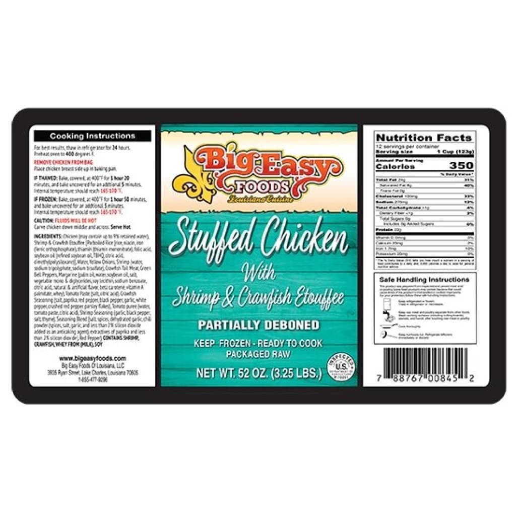 Stuffed Chicken with Shrimp & Crawfish Etouffee, 3.25 lb