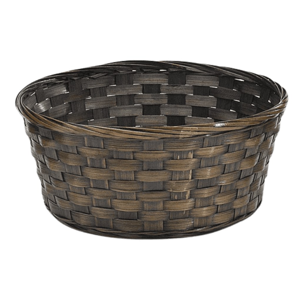 Burton + Burton Round Dark Stain Bamboo Basket 4.5" x 10"