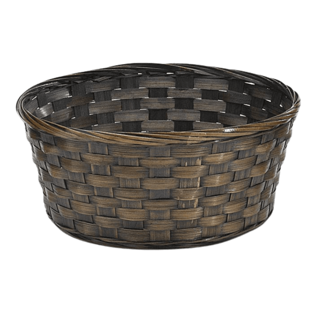 Burton + Burton Round Dark Stain Bamboo Basket 4.5" x 10"