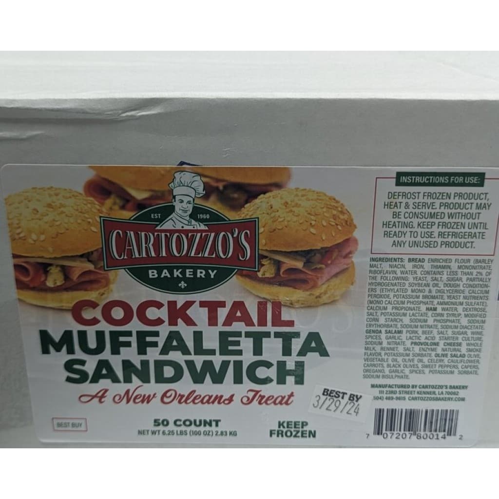 Cartozzo's Cocktail Muffuletta Sandwiches — 50 Pack Bulk