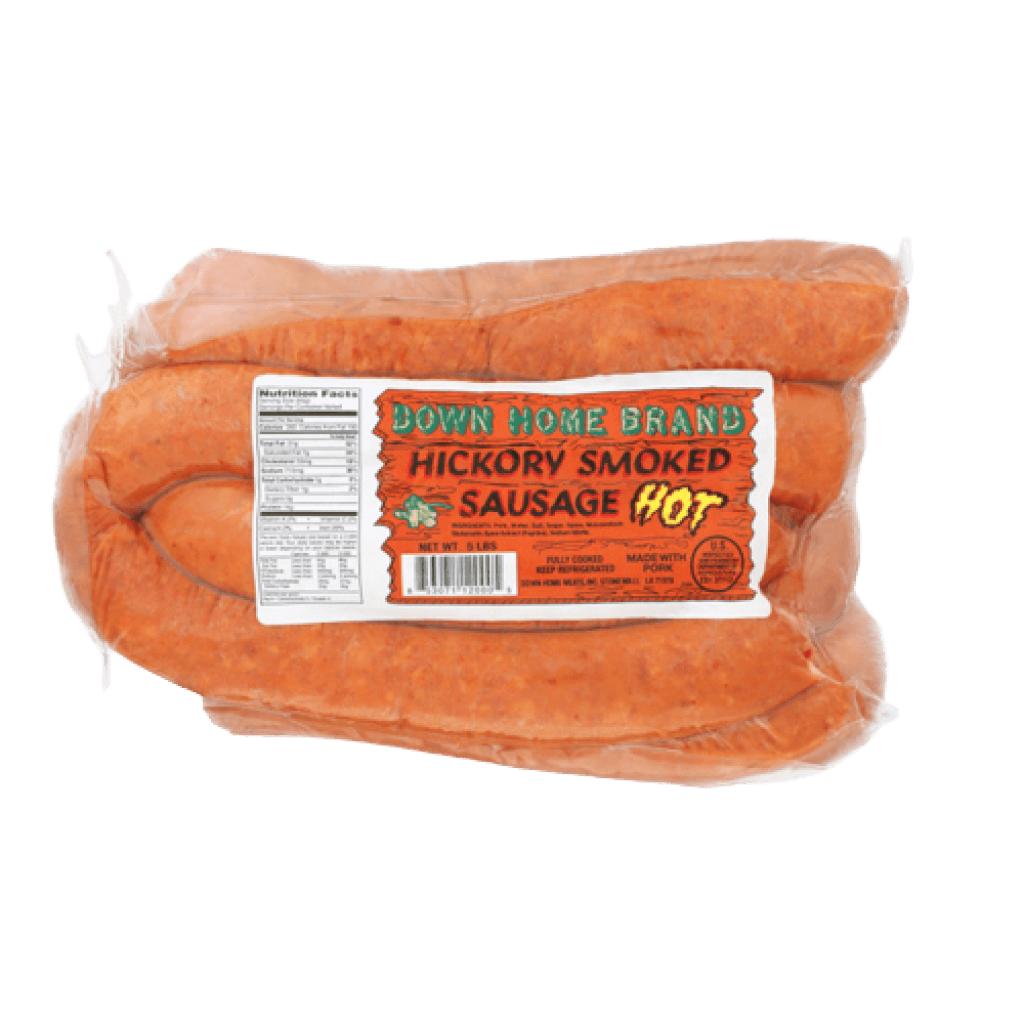 Down Home Hickory Hot Smoked Pork Sausage — 5 lb Spicy Pack