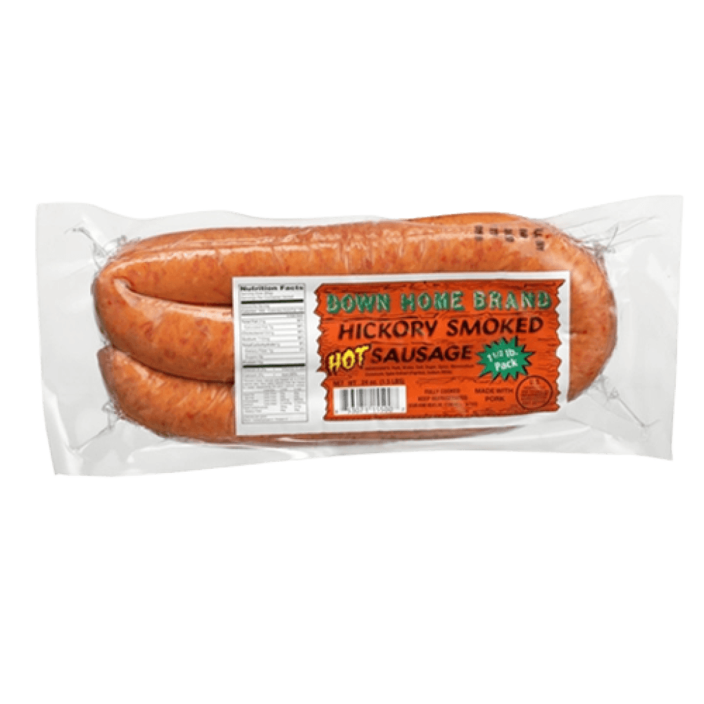 Down Home Hickory Hot Smoked Pork Sausage — 1.5 lb Frozen Link