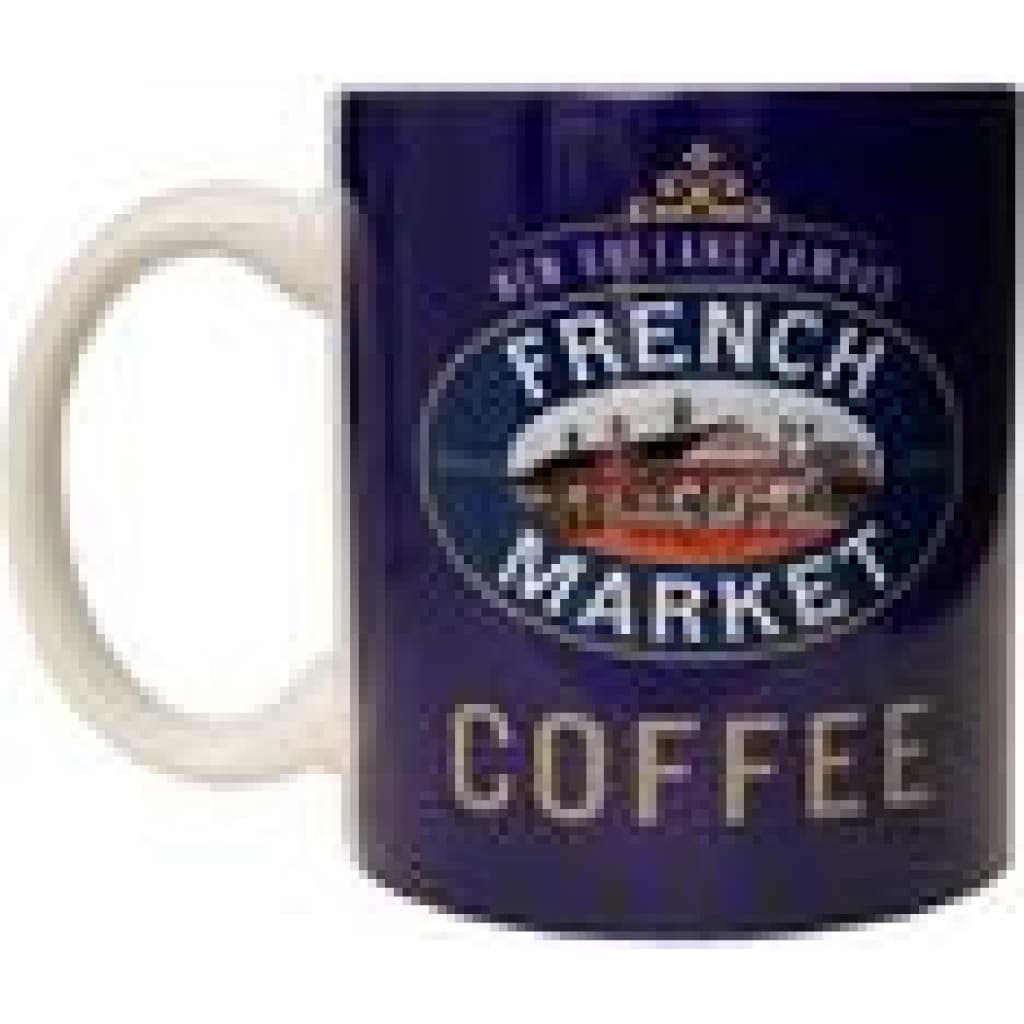 French Market 11 oz Blue Ceramic Coffee Mug