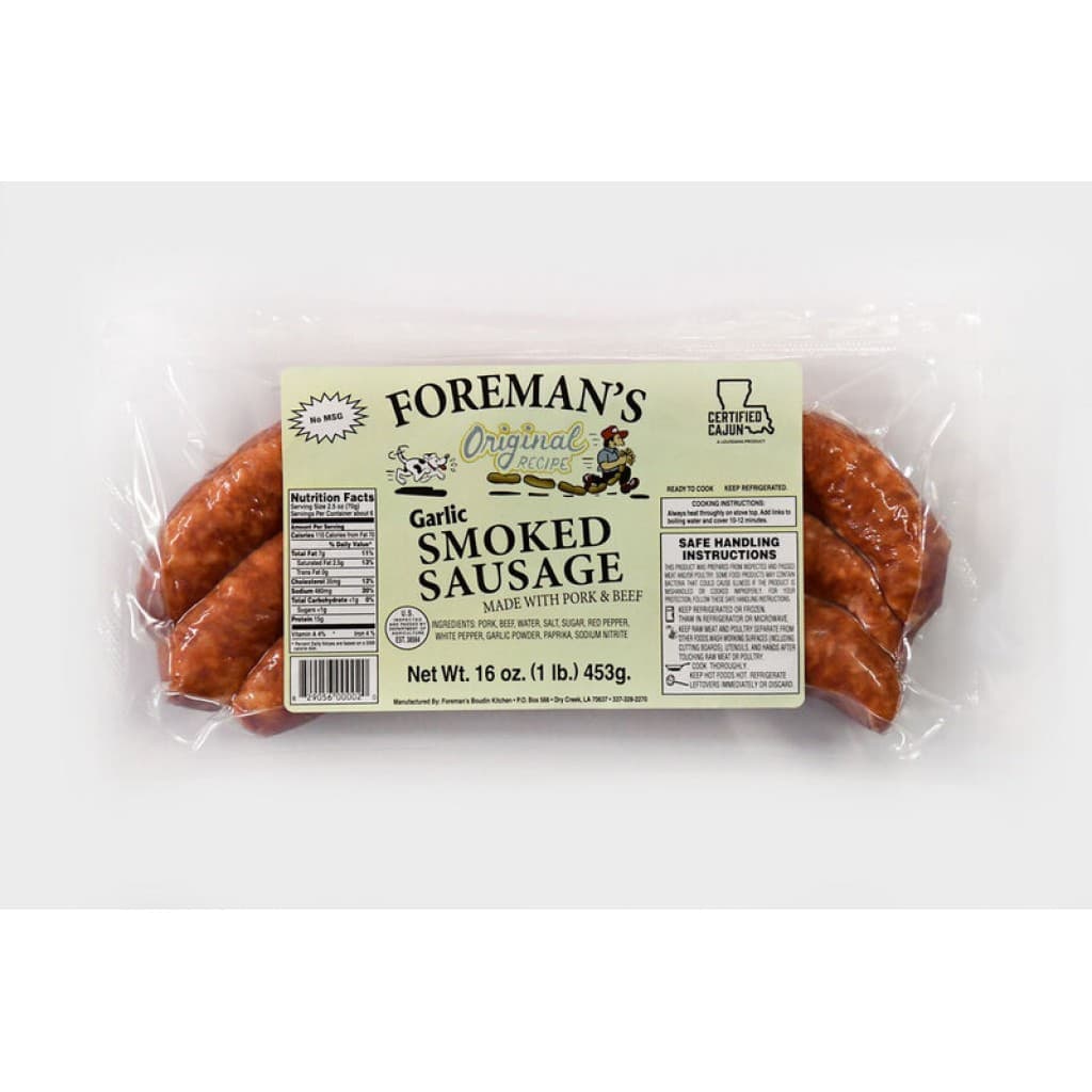 Smoked Pork & Beef Garlic Sausage — 16 oz