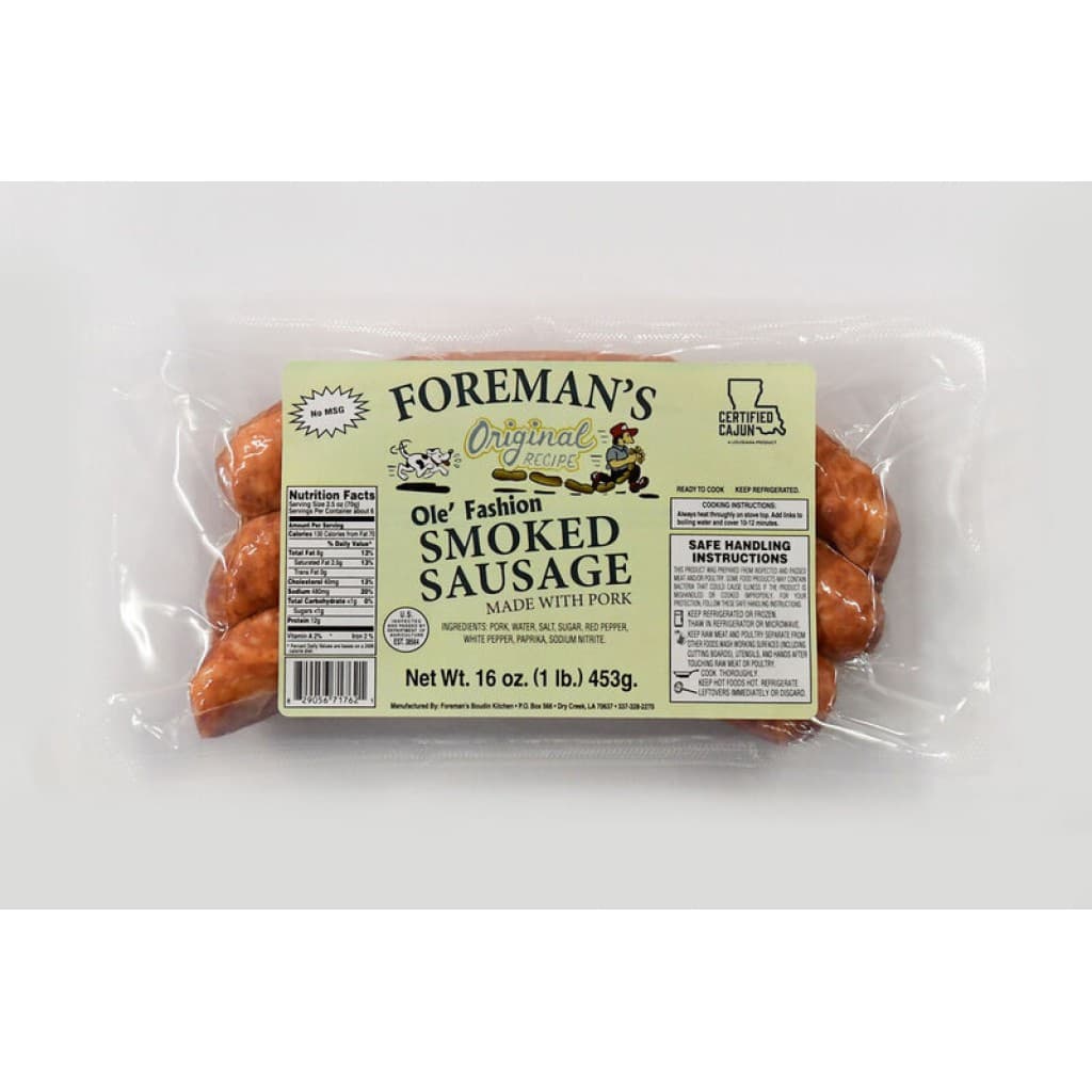 Cajun.com: Foreman's Smoked Pork Sausage — 16 oz