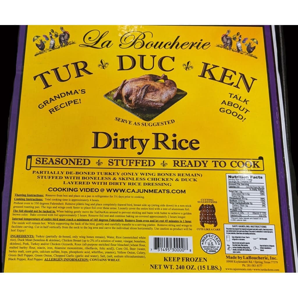 La Boucherie Turducken — Dirty Rice Stuffing, 15 lb