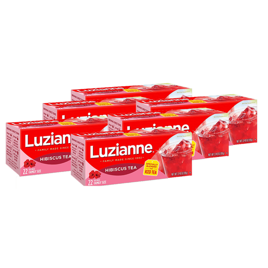 Luzianne Hibiscus Iced Tea Bags Family Size (22 ct) — 6 Pack