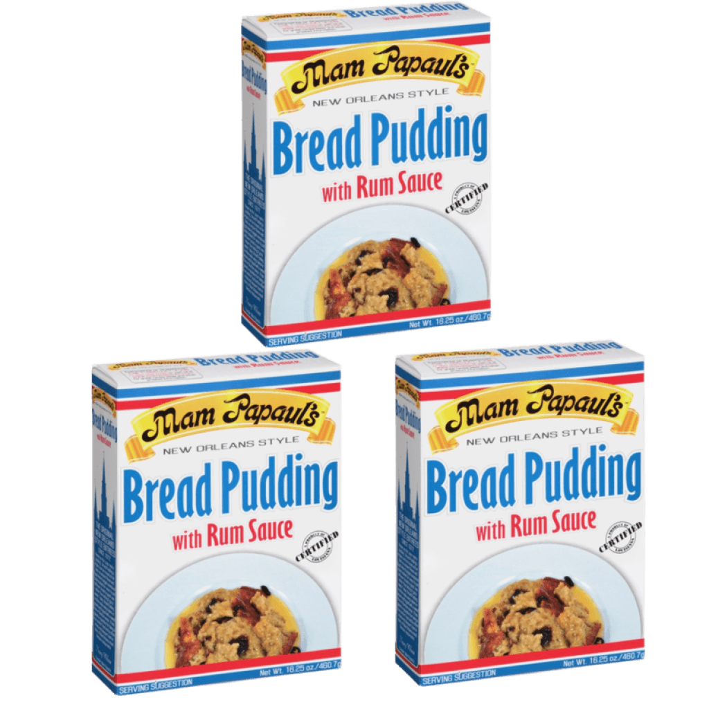Mam Papauls Bread Pudding with Rum Sauce — 3 Pack