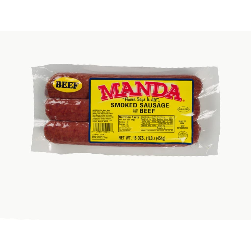 Manda's Smoked Beef Sausage, 16 oz (3 links)