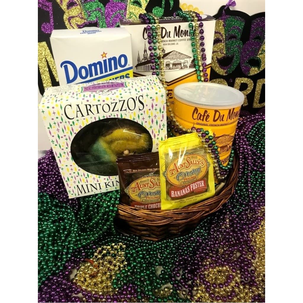 Pardi Gras Basket — Beignet Mix, Pralines & Coffee