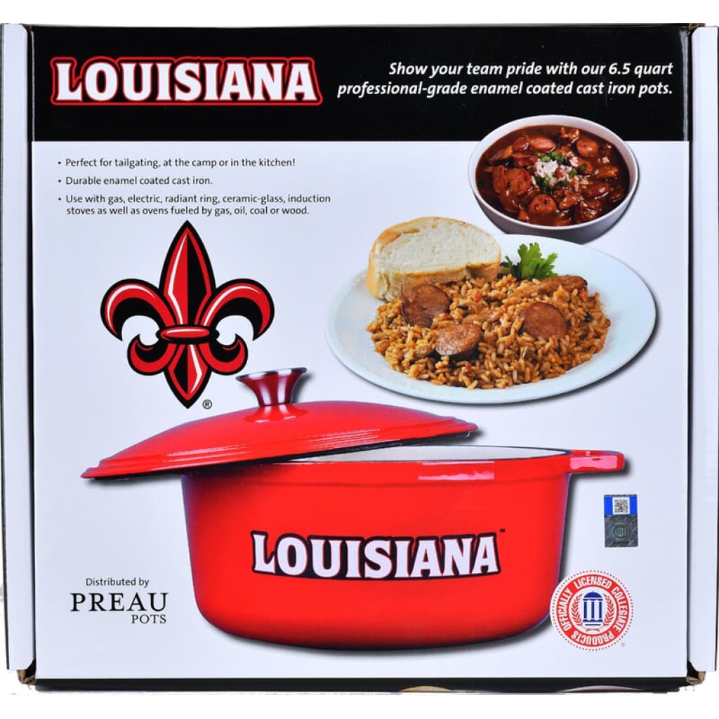 Red 6.5 qt Louisiana Enamel Dutch Oven