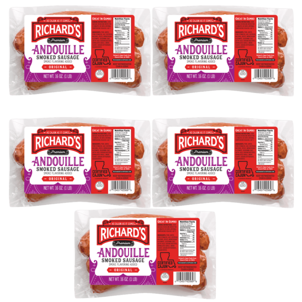 Richard's Andouille Sausage, 1 lb links (Pack of 5)
