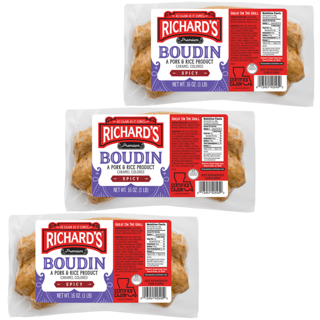 Richard's Spicy Pork Boudin 3-Pack (16 oz each)