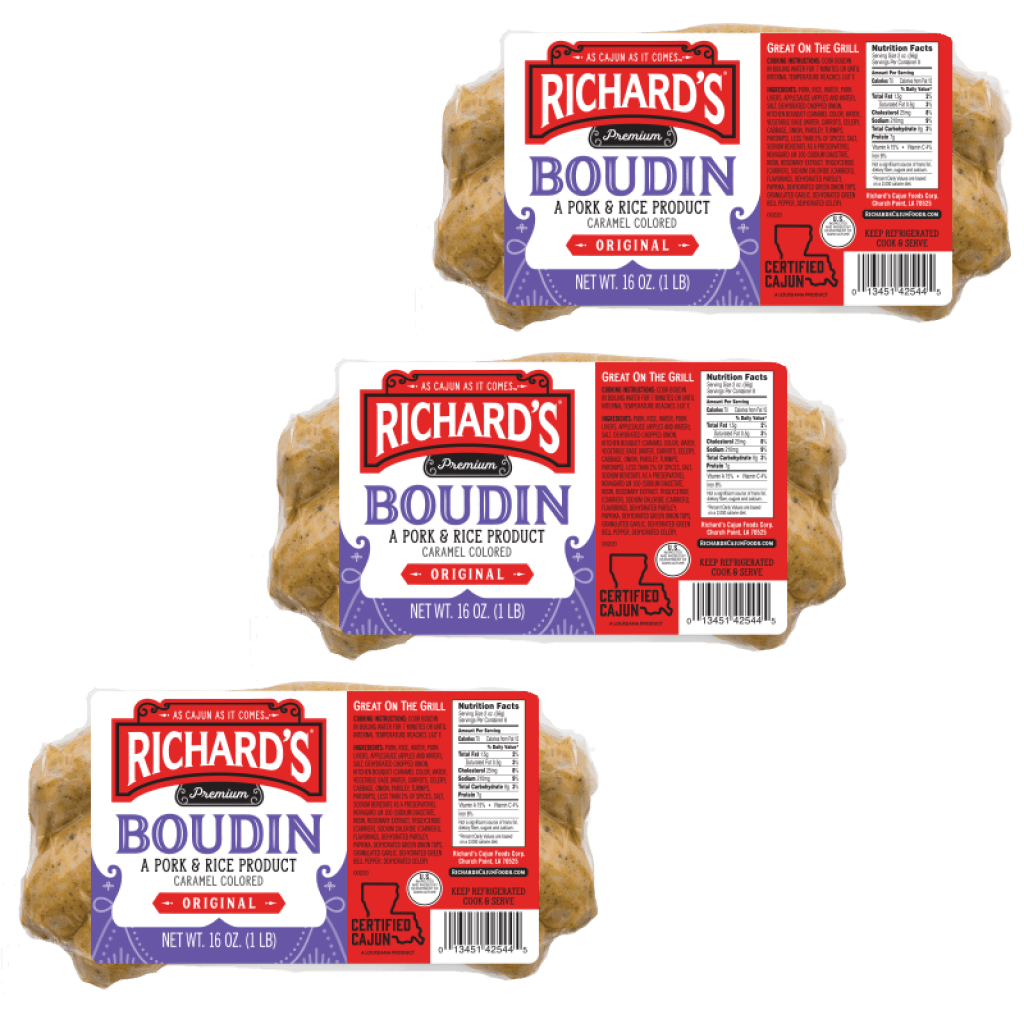 Richard's Regular Pork Boudin - 16 oz, Pack of 3