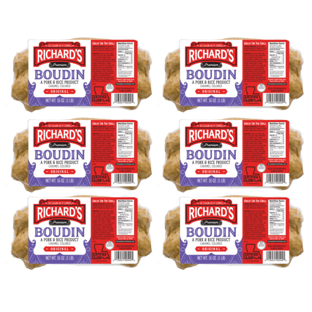 Richard's Regular Pork Boudin - 16 oz, Pack of 6