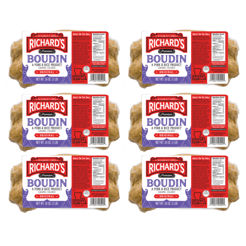 Richard's Regular Pork Boudin - 16 oz, Pack of 6
