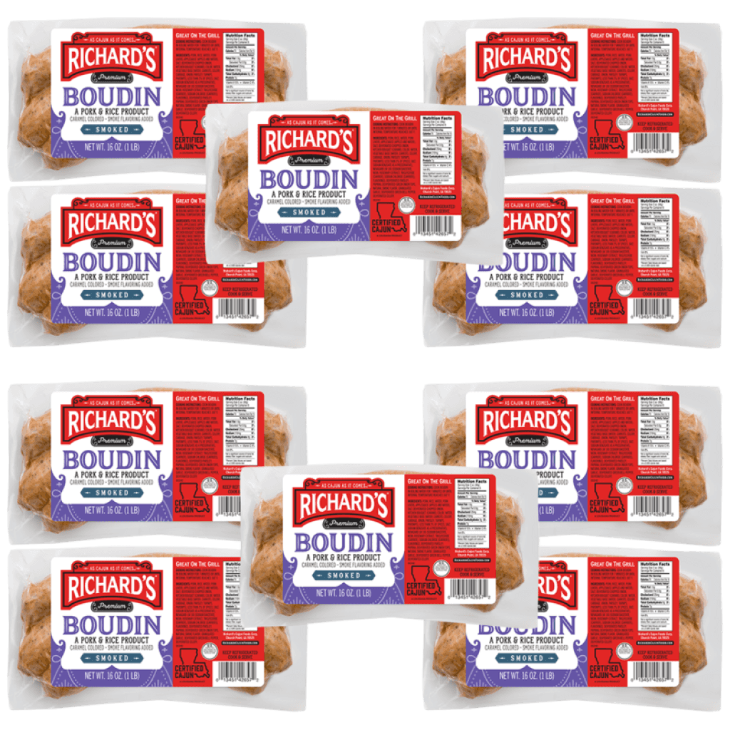 Richard's Smoked Pork Boudin 10-Pack (16 oz each)