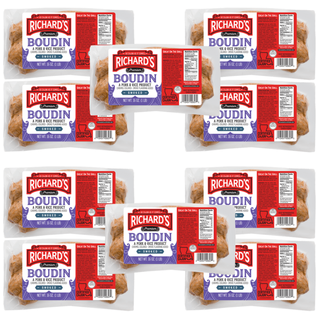 Richard's Smoked Pork Boudin 10-Pack (16 oz each)