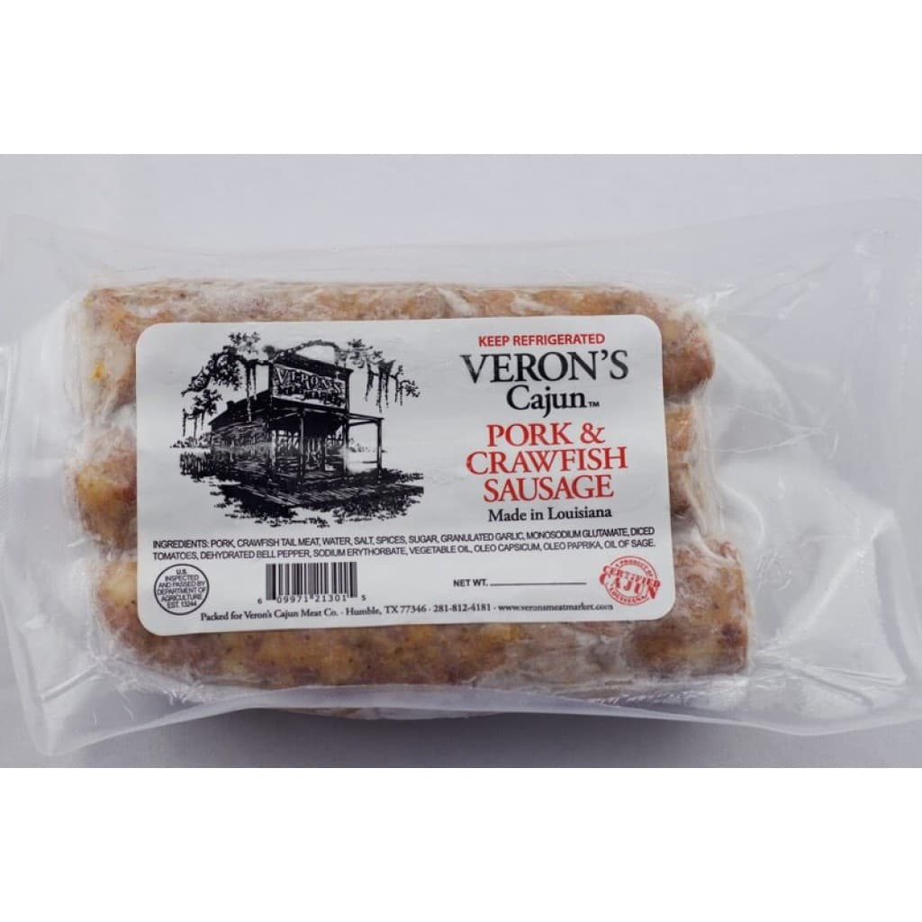 Veron's Pork & Crawfish Sausage 16 oz - Frozen Links