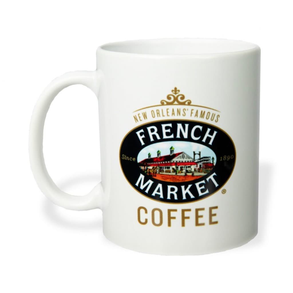 French Market White Ceramic Coffee Mug — 11 oz