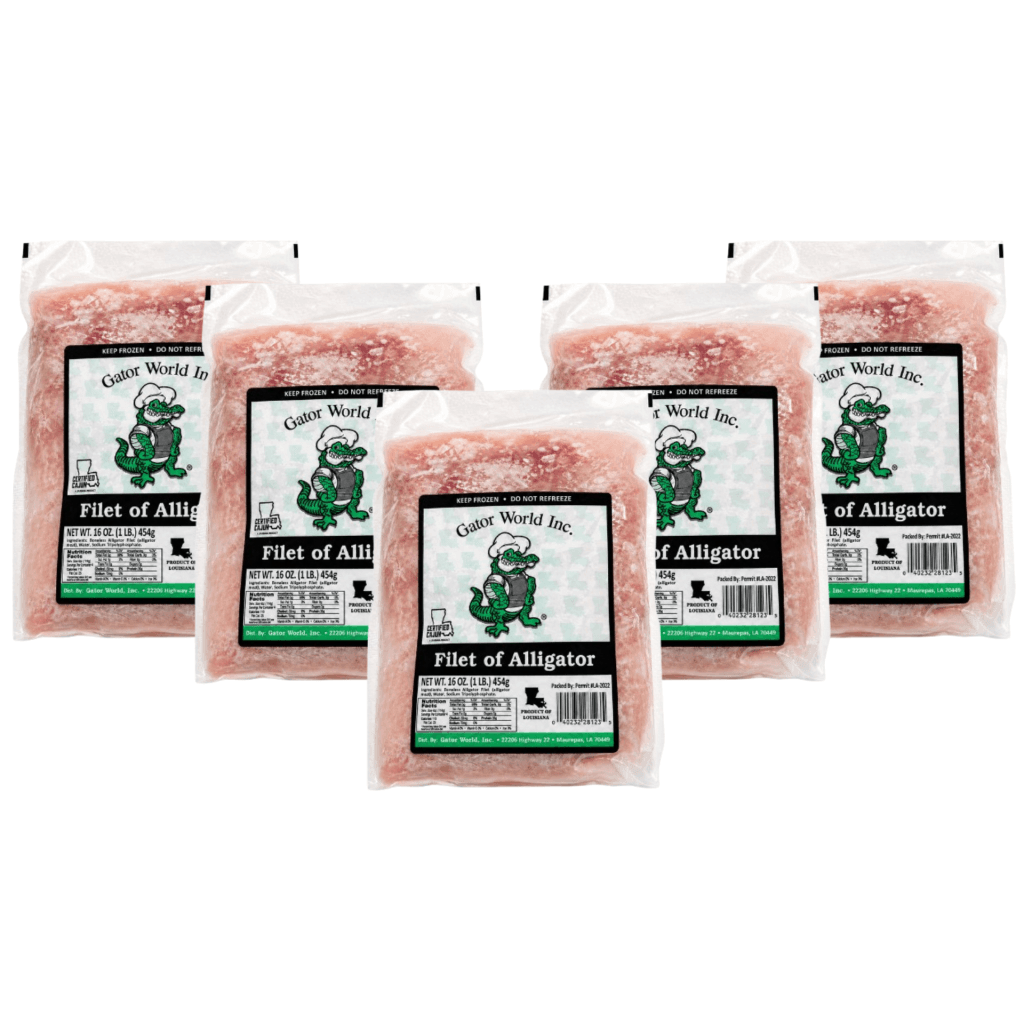Gator World Tenderized Alligator Fillets — 5 x 1 lb