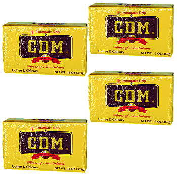 CDM Dark Roast Coffee & Chicory (Auto Drip) 13 oz Brick Pack of 4