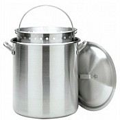 80 Qt. Aluminum Stockpot with Strainer Basket and Lid