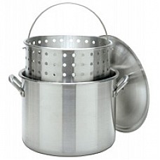 CRAWFISH POT 80 Qt. Stockpot w/Lid & Basket- Aluminum