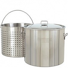 CRAWFISH POT 82 Qt. Stockpot w/Lid & Basket- Stainless