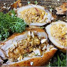 Comeaux's Stuffed Pork Chops w/ Crawfish Boudin