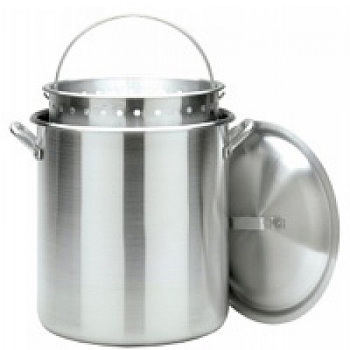 Crawfish Pot 120 Qt. Stockpot w/Lid & Basket- Aluminum - BC-1200