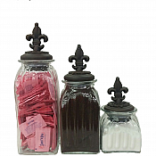 Fleur De Lis Glass Canisters ( Set of 3)