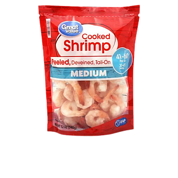 Great Value Medium Cooked Shrimp, (41-60 Count per lb) 12 oz