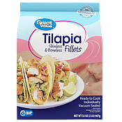 Great Value Frozen Tilapia Skinless & Boneless Fillets 2 lb