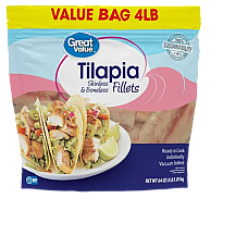Great Value Frozen Tilapia Skinless & Boneless Fillets 4 lb