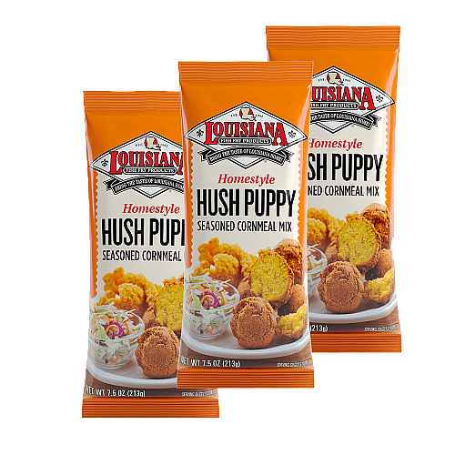 Louisiana Fish Fry Hush Puppy Seasoned Cornmeal Mix 7.5 oz - Pack of 3 -  790492573129