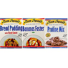 New Orleans Desserts Bundle - 1 each of Bread Pudding, Bananas Foster and Praline Dessert Mixes 