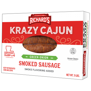 Krazy Cajun Green Onion Smoked Sausage 3 lb Closeout