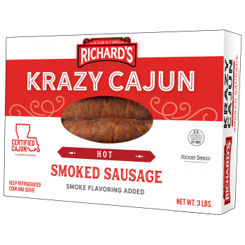 Krazy Cajun Hot Smoked Sausage 3 lb